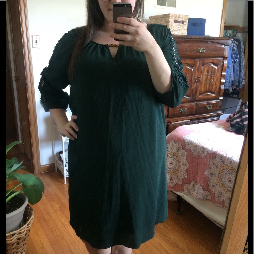 Shift Dress with Lattice Sleeves